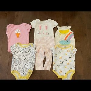 Baby Girl Clothing (5 onesies + 1 pant)